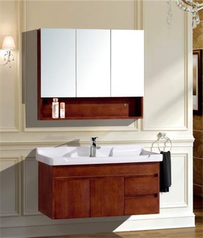 1003歐式浴室柜落地紅橡木